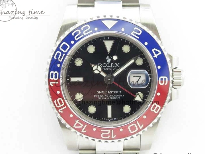 MiroTime 0417 Breathable GMT Master II 116719 BLRO Real Ceramic 904L SS GMF 1:1 Best Edition Black Dial on Bracelet A3186 (Correct Hand Stack) 3243